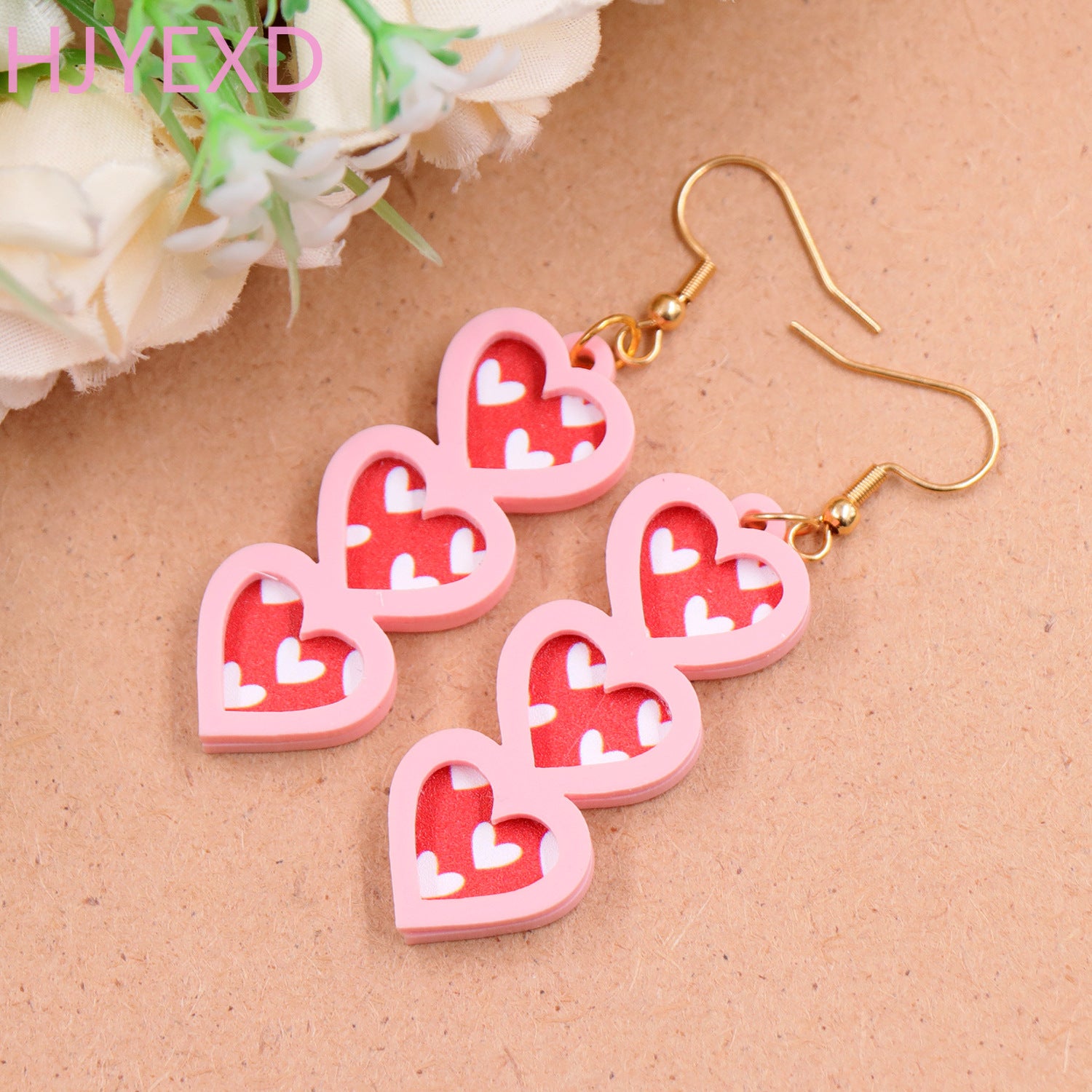 Wholesale Pink heart earrings